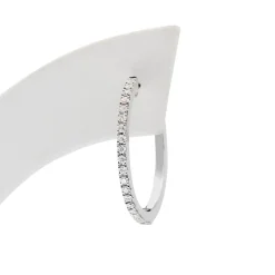 9ct White Gold Fine Diamond Hoop Earrings