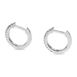 9ct White Gold Fine Diamond Hoop Earrings
