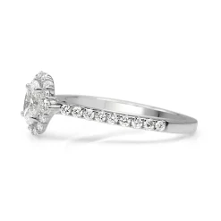 18ct White Gold Fine Oval Diamond Halo Ring