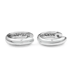 9ct White Gold Fine Pavé Diamond Hoop Earrings