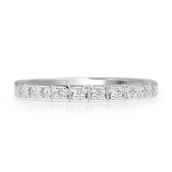 9ct White Gold Fine Vintage Style Diamond Band