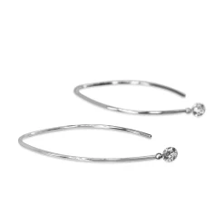 9ct White Gold Floating Diamond Open Hoop Earrings
