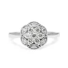 9ct White Gold Floral Diamond Halo Ring