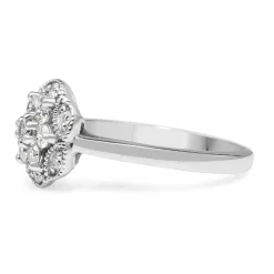 9ct White Gold Floral Diamond Halo Ring