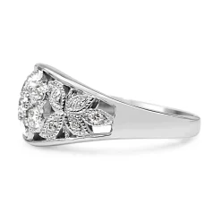 9ct White Gold Floral Diamond Ring