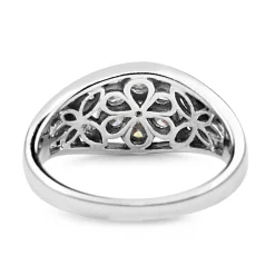9ct White Gold Floral Diamond Ring