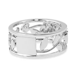 9ct White Gold Floral Diamond Band Ring