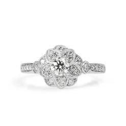 9ct White Gold Flower Style Diamond Cluster Ring