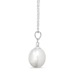18ct White Gold Fresh Water 11mm Pearl and Diamond Necklace