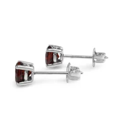 9ct White Gold Garnet Stud Earrings