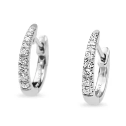 9ct White Gold Graduated Diamond Hoop Earrings