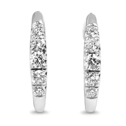 9ct White Gold Graduated Diamond Hoop Earrings