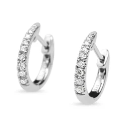9ct White Gold Graduated Diamond Hoop Earrings