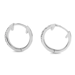 9ct White Gold Graduated Diamond Hoop Earrings