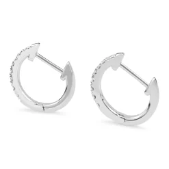 9ct White Gold Graduated Diamond Hoop Earrings