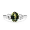 18ct White Gold Green / Yellow Parti Sapphire 3 Stone Ring