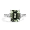 9ct White Gold Green Amethyst and Diamond Ring