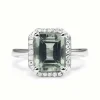 9ct White Gold Green Amethyst and Diamond Halo Ring