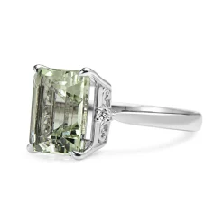 9ct White Gold Green Amethyst and Diamond Cocktail Ring