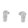 18ct White Gold Half Hoop Pave Diamond Stud Earrings