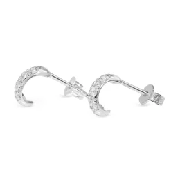 18ct White Gold Half Hoop Pave Diamond Stud Earrings
