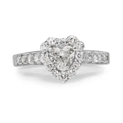 14ct White Gold Heart Halo Diamond Ring
