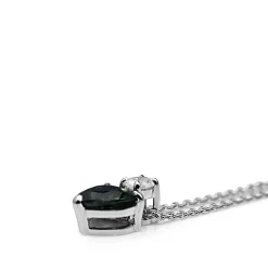 18ct White Gold Heart Sapphire and Diamond Necklace