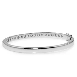 9ct White Gold Hinged 4.05ct Diamond Bangle