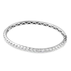 9ct White Gold Hinged 3ct Diamond Bangle