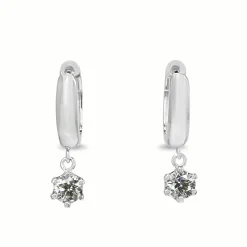 18ct White Gold Hoop Earrings with Diamond Drop