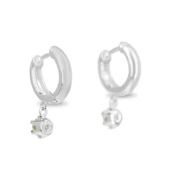 18ct White Gold Hoop Earrings with Diamond Drop