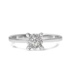 9ct White Gold Illusion Diamond Cluster Ring