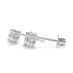 14ct White Gold Illusion Diamond Stud Earrings
