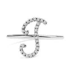 18ct White Gold 'J' Diamond Initial Ring