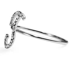 18ct White Gold 'J' Diamond Initial Ring