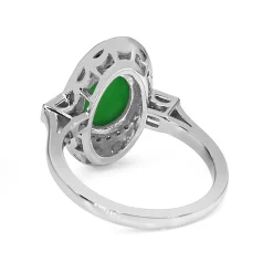 9ct White Gold Jade, Emerald, Onyx and Diamond Deco Style Ring