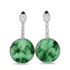 14ct White Gold Jade, Onyx and Diamond Earrings