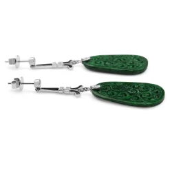 18ct White Gold Jade, Onyx and Diamond Earrings