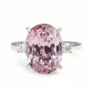 18ct White Gold Kunzite and Diamond 3 Stone Ring