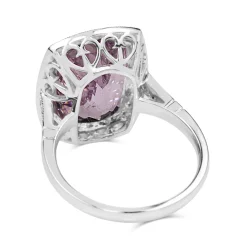 18ct White Gold Kunzite and Diamond Halo Ring
