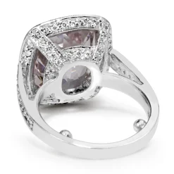 18ct White Gold Kunzite and Diamond Halo Ring