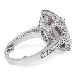 18ct White Gold Kunzite and Diamond Halo Ring