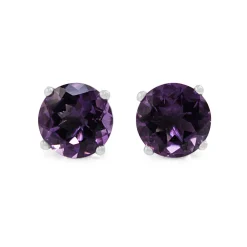 9ct White Gold Large Amethyst Stud Earrings
