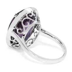 18ct White Gold Large Amethyst and Diamond Halo Ring