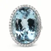 18ct White Gold Large Aquamarine and Diamond Cocktail Ring