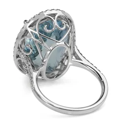 18ct White Gold Large Aquamarine and Diamond Cocktail Ring