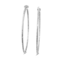 14ct White Gold Large Single Cut Diamond Hoop Earrings
