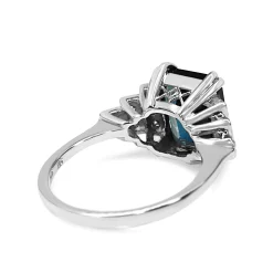9ct White Gold London Blue Topaz And Diamond Deco Style Ring