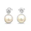 18ct White Gold Mabé Pearl and Old Cut Diamond Stud Earrings