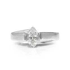 14ct White Gold Marquise Diamond Solitaire Ring